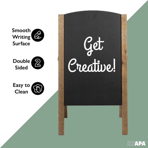 Ilyapa A-Frame Chalkboard Sidewalk Sign - 20 x 30 inches, Rounded Top Folding Standing Sandwich Sign - Menu Display for Restaurant, Business, Weddings
