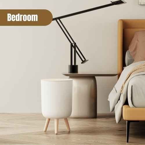 URALFA Motion Sensor Trash Can with Lid, 1.8 Gallon Electric Bathroom Garbage can, Small White Wastebasket Touchless Trash Bin with Legs, Automatic Mini Trashcan for Toilet, Bedroom, Office, White