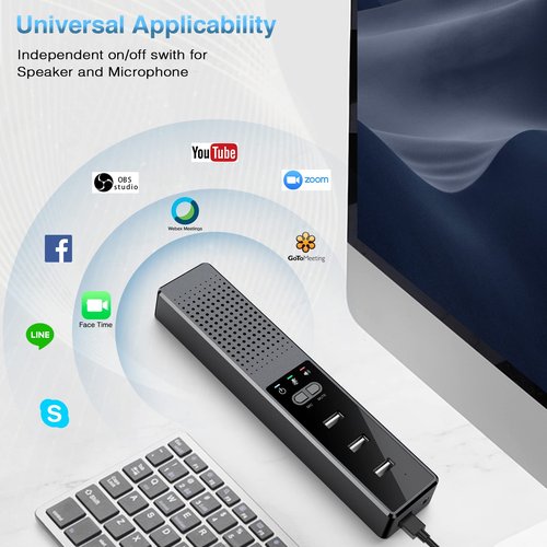 Cykvis 3 in 1 USB Computer Speaker with Microphone, PC Laptop Conference Speaker with Mic for Smart Home Office and Online Study，360 Degree Enhanced Voice Pickup, Noise Reduction