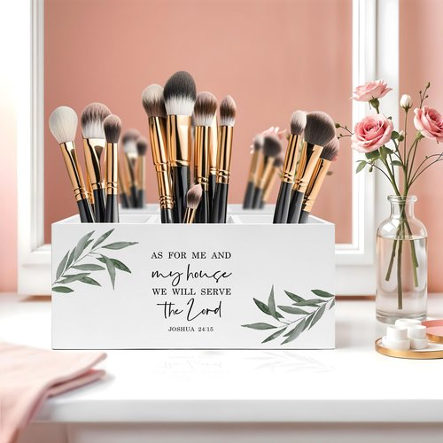 Exqcom As for Me And My House We Will Serve Christian Pen Pencil Holder, Christian Office Decor, Religious Scripture Botanical Pencil Pen Holder Organizer for Home Office Desk Accessories