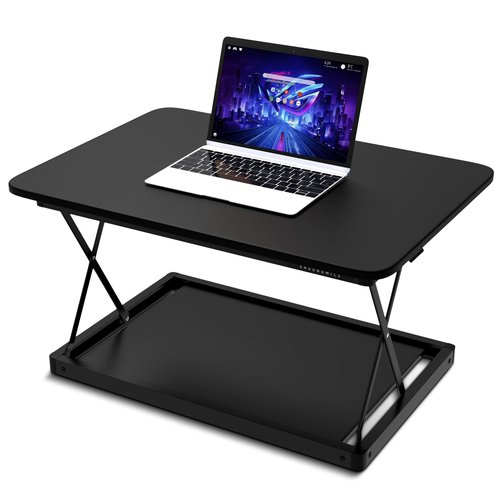 Changedesk Mini Small Standing Desk Converter Height Adjustable Desktop Sit-to-Stand Up Desk Riser Laptop Table Top Standing Converter, Black