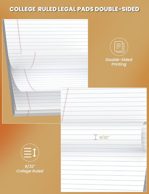 Legal Pads by [Brand Name] - 12 Pack White College Ruled Notepads | 8.5 x 11 Inches, 30 Sheets Each