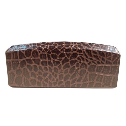 Dacasso Brown Crocodile Embossed Leather Business Card Holder