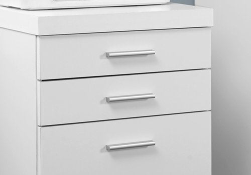 Monarch Specialties White Hollow-Core 3 Drawer File Cabinet on Castors