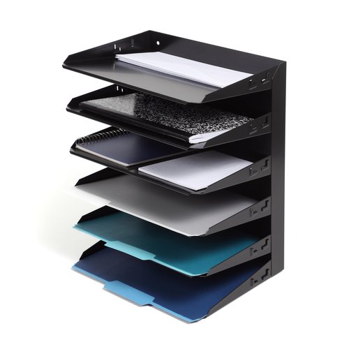 Huron 6-Compartment Steel File Organizer, Black (HASZ0157)