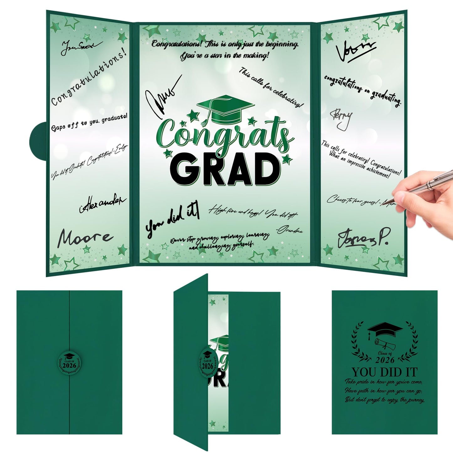 Trgowaul 2026 Graduation Party Decorations, Green Class of 2026 Guest Book Alternative, Congrats Grad Signature Certificate Board, Congrats Grad Sign, Graduation Party Supplies Favors Gifts