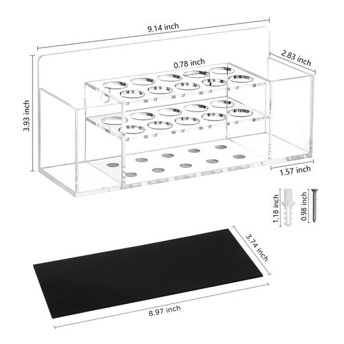 HBlife Acrylic Magnetic Dry Erase Marker Holder for Whiteboard, Wall Mount 10 Slots Magnet Pen Pencil Holder for Fridge Refrigerator, Locker Organizer Accessories for School Classroom Office, Clear