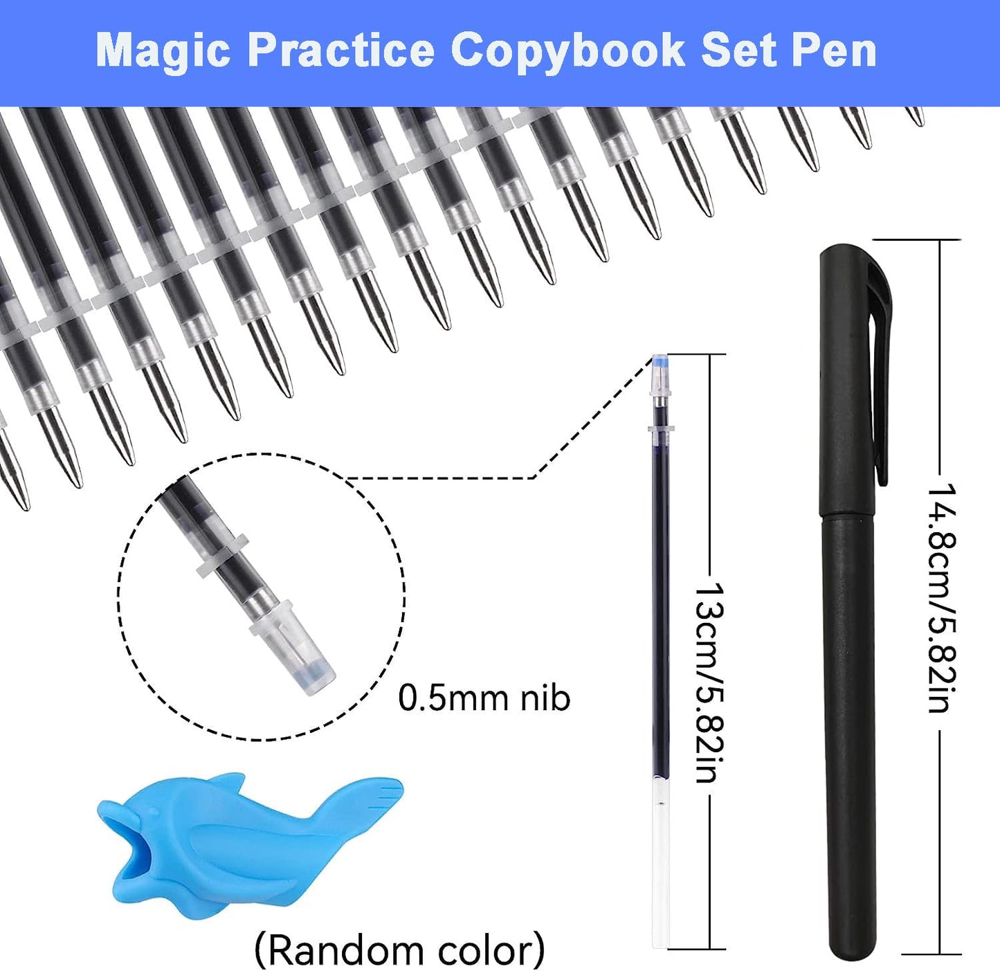 20 pc Disappearing Ink Pen for Kids, Magic Groove Writing Pen, Reusable Disappearing Ink Refill, Replacement Pen for Magic Grooved Book, Magic Practice Copybook Pen for Reusable Handwriting Workbooks