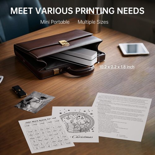iDPRT Inkless Portable Printer for Travel, Mobile-Thermal-Printers, Wireless-Small-Printer for Home Use, Office, Vehicles, Bluetooth Printers Supports 8.5" x 11" US Letter & A4 & A5 Size White