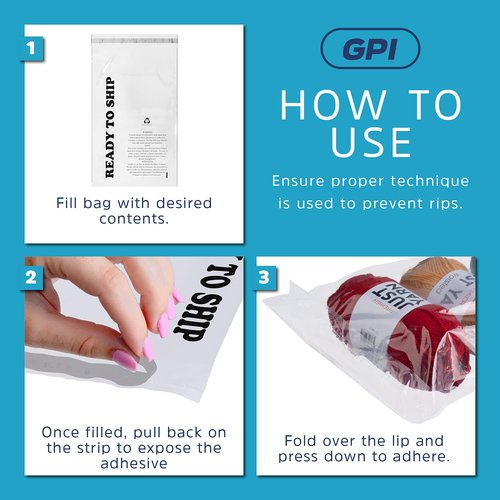 GPI - Pack of 200 9" X 12", Clear Self Seal Poly Bags - 1.5 Mil Polybags with Permanent Adhesive Strip & Suffocation Warning for Packaging T Shirts & Clothing. Perfect for Shipping Supplies with FBA