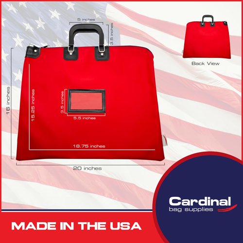 Cardinal bag supplies Large Locking Document Bag with Handles, Security Bag with Lock, HIPAA Compliant, 16 x 20 inch (Red)
