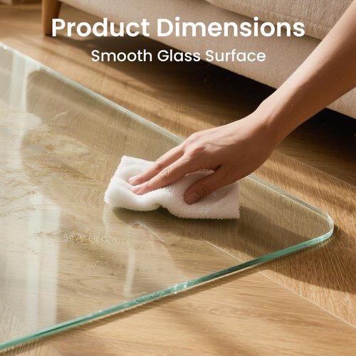Yuzeyurun Tempered Glass Chair Mat, 55" x 46" Glass Office Chair Mat, 1/5" Thick Clear Floor Mat with Anti-Slip Pads, Heavy Duty Glass Mat for Carpeted and Hard Floor