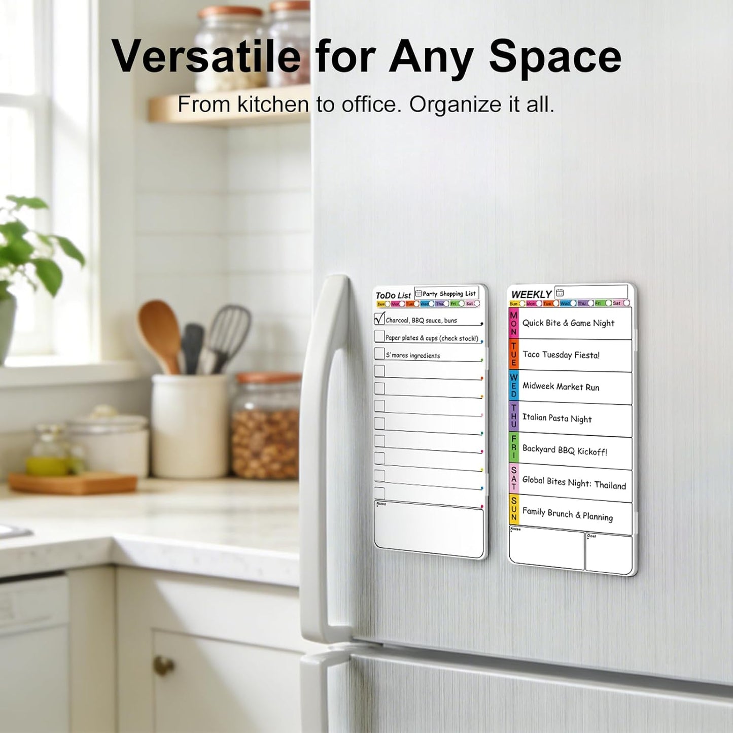 Skiennix Magnetic Monitor Memo Board - Dry Erase Weekly Planner & Daily To-Do List | Home & Office Use