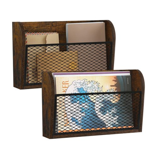 YINMIT 2 Packs Wall File Organizer-Holder, Hanging File Organizer, Wall Mounted File Holder, Wall Mount Paper Folder Rack for Office and Home