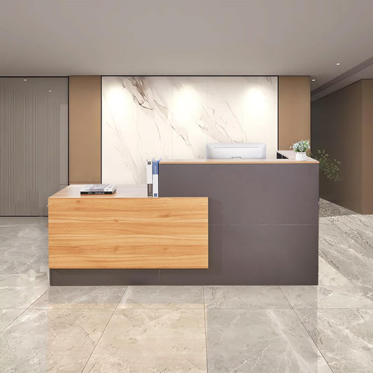 Skiennix L-Shaped Reception Desk - Modern Front Counter with Lockable Drawers & Adjustable Cabinet | Ideal for Beauty Salons & Offices