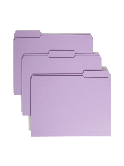 Smead File Folder, Reinforced 1/3-Cut Tab, Letter Size, Lavender, 100 per Box (12434)
