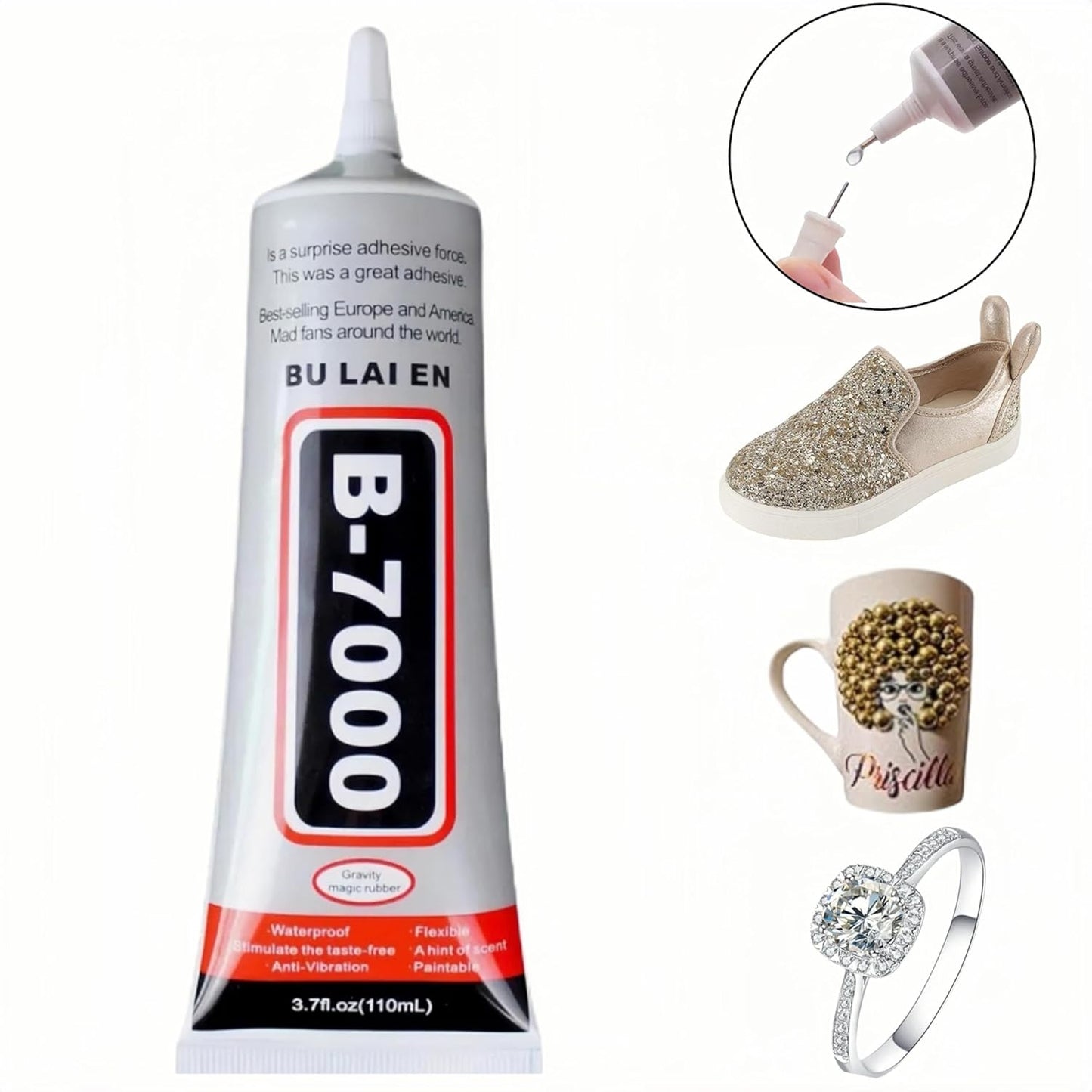 B-7000 Fabric Glue - Clear Liquid Stitch with Precision Tip for Crafting & Repairs | 110ml/3.7fl.oz