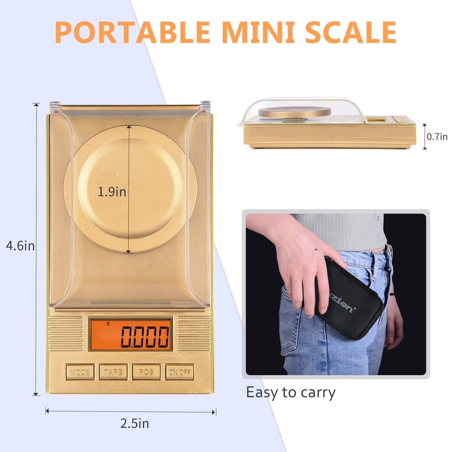 Fuzion Digital Milligram Scale 50g/ 0.001g, Portable Jewelry Scale, Gold Scale, Gem Scale, Micro Scale for Powders