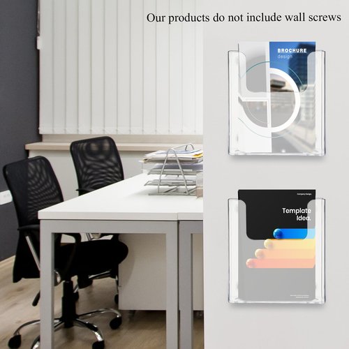 Thyle 2 Pcs 6.7 Inch Acrylic Brochure Holder Wall Mount Flyer Holder Clear Literature Organizer magnetic File Magazine Display Stand Plastic Pamphlet Organizer Mail Display Stand for Wall
