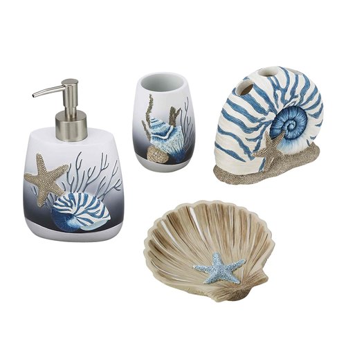 Avanti Linens - Waste Basket, Decorative Trash Can, Oceanscape Inspired Bathroom Decor (Blue Lagoon Collection)