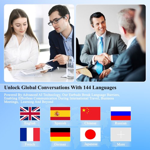 SRICH AI Language Translator Earbuds, OWS Real-Time 3-in-1 Translation Earbuds 144 Languages & Accents, Wireless Headphones fit iOS & Android, Translation Device for Travel Business Learning, Beige