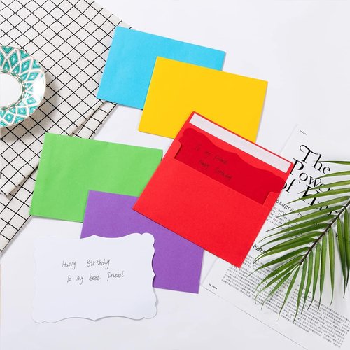 Skiennix A7 Envelopes - 100 Pack of Colorful Self-Adhesive Blank Cards | Perfect for Invitations