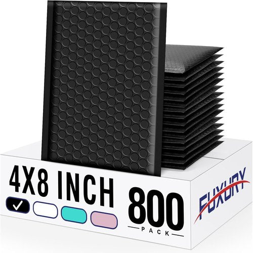 Fuxury Bubble Mailers | 800 Pcs Waterproof Padded Envelopes - 4x8" Size for Jewelry & Makeup Shipping