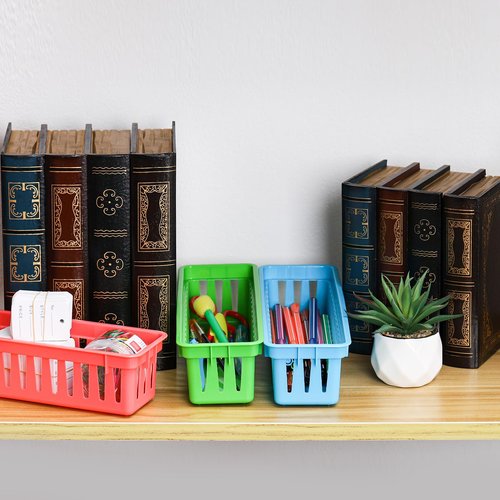 ZEAYEA 24 Pack Classroom Storage Baskets, Classroom Pencil Organizer Baskets for Desk, Drawer, Plastic Pen and Pencil Basket Trays, Crayon Basket for Office Home, 9.3" L x 2.2" W x 2.4" H