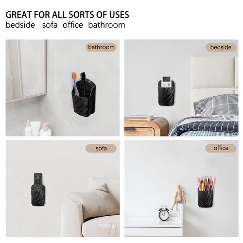 KOXHERO Remote Control Holder Wall Mount 6Pcs Stylish Organizer ABS Plastic Storage Box for TV AC Fan Remotes, No-Drill Adhesive or Screw Installation for Bedroom Headboard Office (Black)