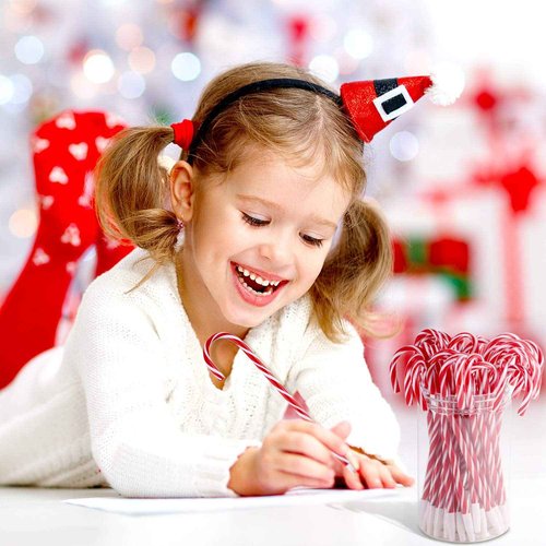 Outus 96 Pcs Christmas Candy Cane Pens Bulk Black Ink Ballpoint Pens for Gifts Xmas Holiday Stationery Supplies Present Christmas Party Carnival Prize Stocking Stuffers, Red