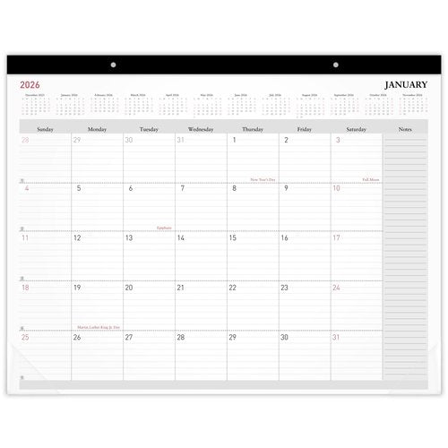 Office Depot Brand Monthly Desk Pad Calendar, 21 3/4" x 17", White, January 2026 to December 2026, OD20260026