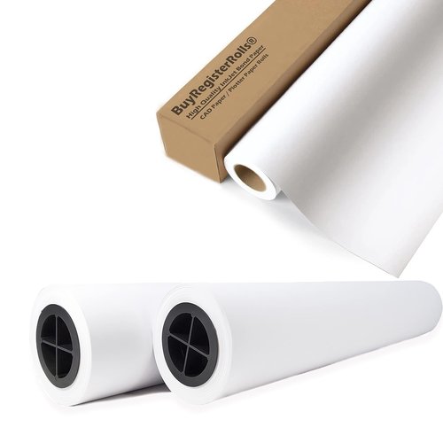 Ultra-White Plotter Paper Rolls 4 Pack (24' x 150', 20lb) | CAD, Ink Jet Bond Paper | Wood-Free, 80GSM For Engineers, Architects, Copy Shops