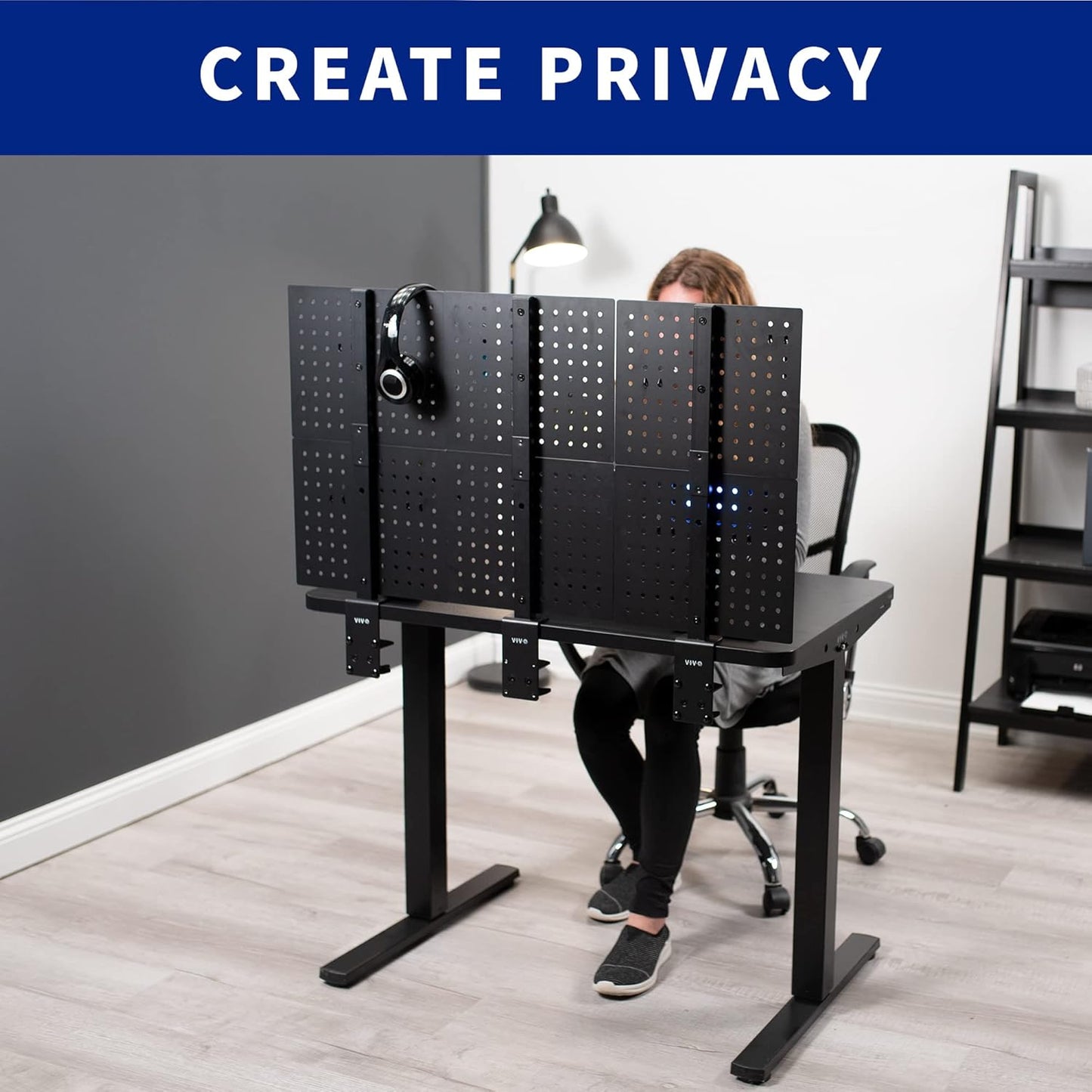 VIVO Steel Clamp-On Desk Pegboard - 12x20 Inch Magnetic Privacy Panel | Black Office Organizer