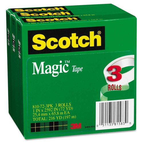 Scotch 810723PK Magic Tape Refill, 1-Inch x 2592-Inch, 3-Inch Core, 3/Pack