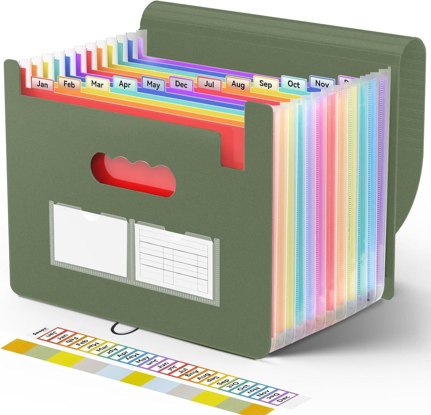 Sooez Accordion File Organizer - 13 Pocket Expanding Folders for Bills & Receipts | A4 Size with Labels