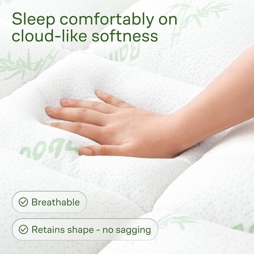 Niagara Ultra Soft King Size Mattress Topper - Bamboo Viscose Pillow Top for Back Pain Relief | Naturally Cooling, Fits 6-18" Mattresses, 600GSM, Green