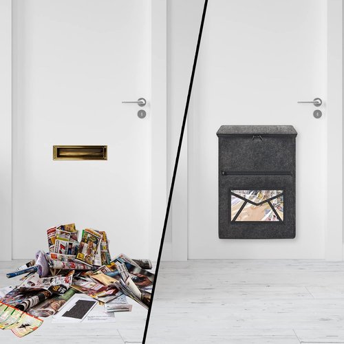 Mail Slot Catcher Bag by [Brand Name] - High Capacity Grey Felt Cover | Space-Saving & Self-Adhesive Home Accessory