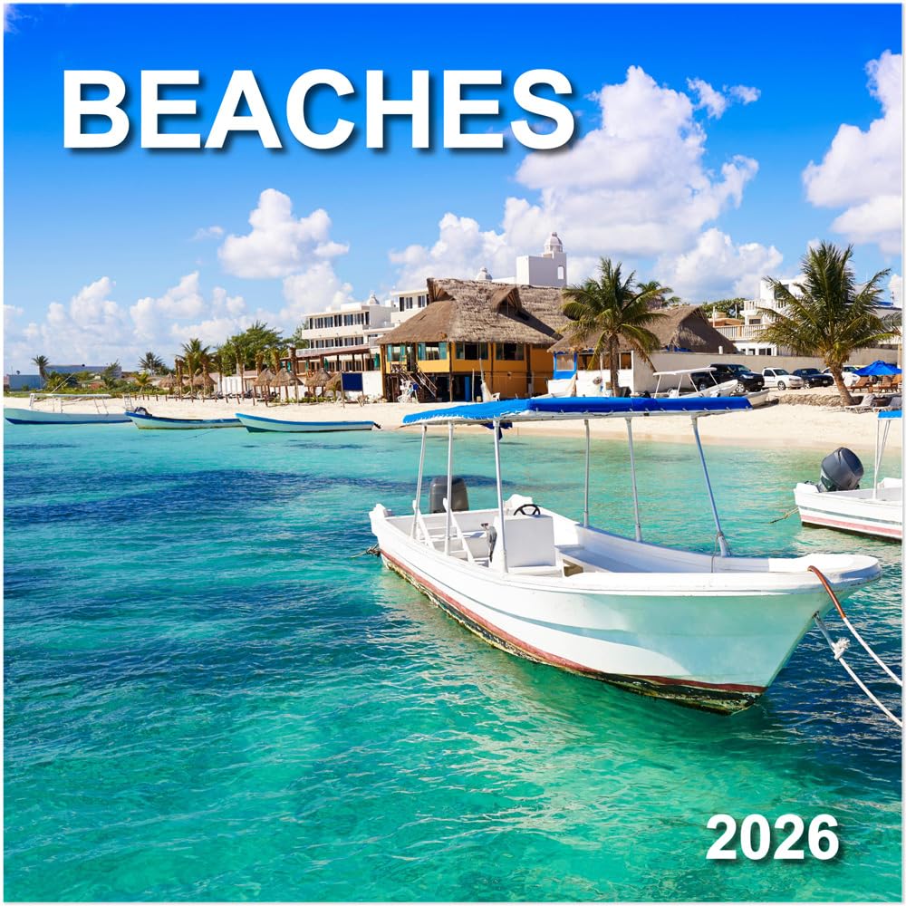 2026 Calendar for Wall, Calendar 2026 from January 2026 - December 2026, 12" x 24" Opened 12 Months Calendar, Full Page Months Thick & Sturdy Paper for Gift Perfect, Beaches