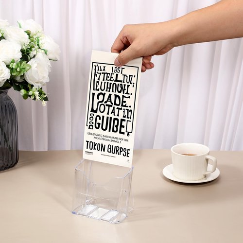 Acrylic Brochure Holder 4 Inch, 6 Pack Acrylic Trifold Pamphlet Holder, Pamphlet Holder, Plastic Countertop Literature Holders, Wall Mount/Countertop Organizer for Display Flyer, Document, Booklet