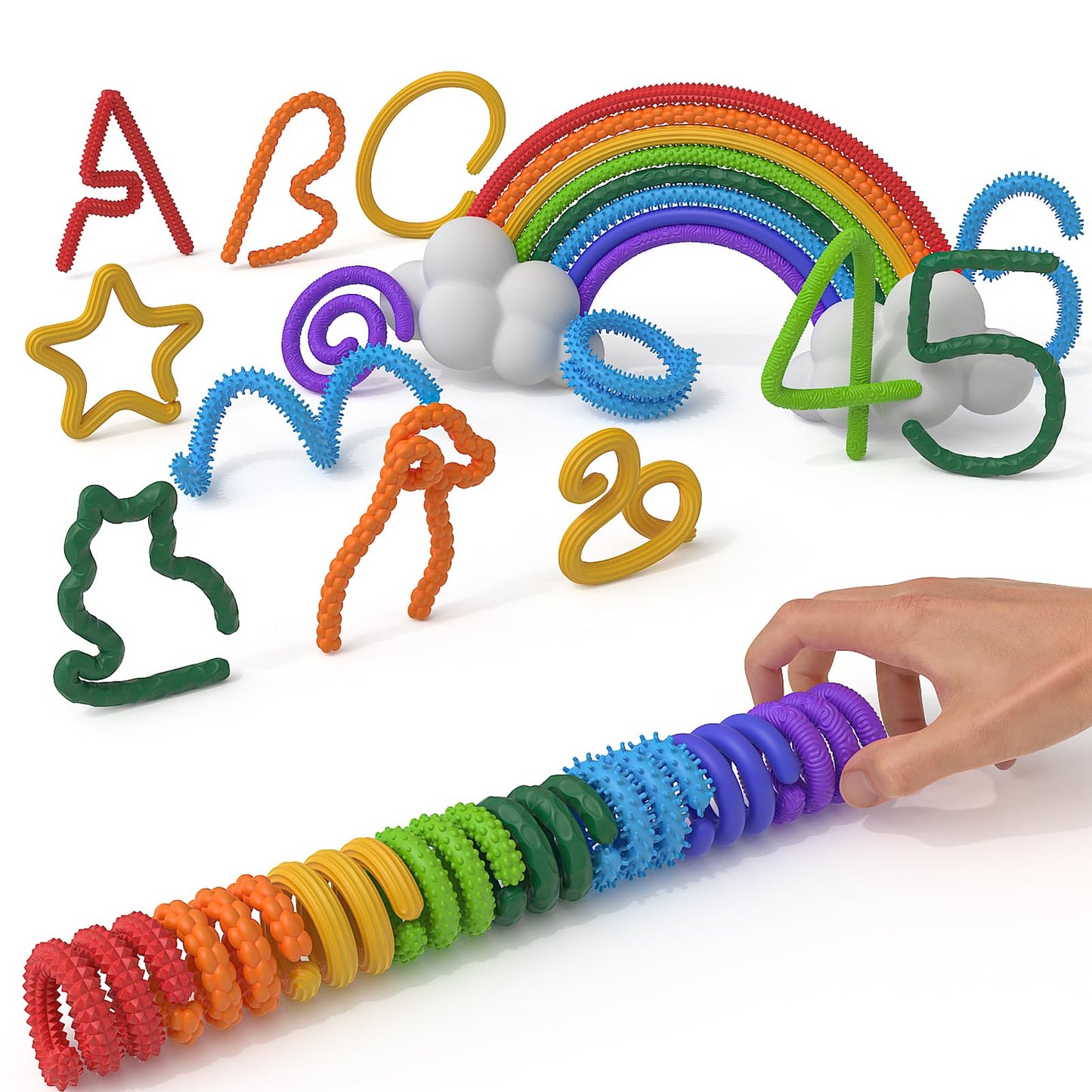 Little Ouchies Pain Fidget,8Pcs Textured Silicone Sensory Sticks Fidget Toys for Kids Adults, Flexible Fidget Sticks for Anxiety, ADHD & Autism to Help Focus, Christmas Stocking Stuffers for kids Boys