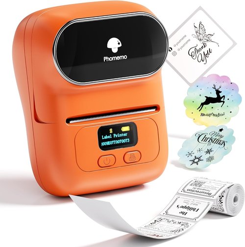 Phomemo M110 Barcode Printer - Wireless Bluetooth Thermal Label Maker for Small Business | Orange