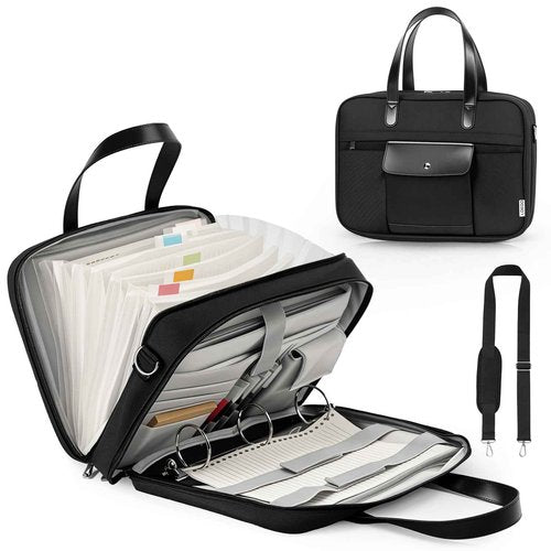 LOEUO 3 Ring Binder with Zipper Fits 500 Sheets, 2 Inch Zipper Binder 3 Ring with Shoulder Strap, Binders Organizer Bag with 16" Laptop Compartment for School and Office