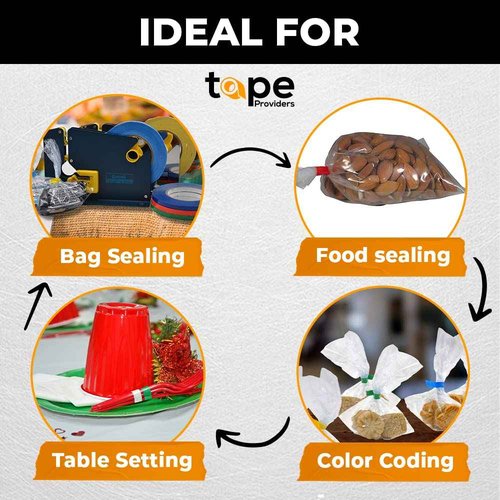 WOD White 10 Pack, Poly Bag Sealer Tape - 1/2 inch x 180 yds. for Color Coding Age of Perishables, Food Storage, Pack,Aging and Sealing Meat, Candy, or Gifts BSTC22PVC
