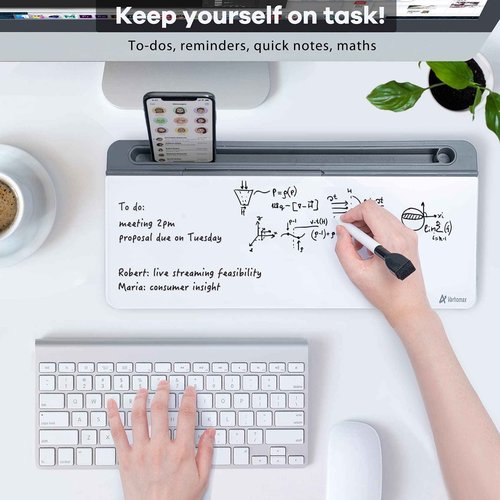 Desktop Glass Whiteboard Gray and Gray Board,Varhomax Desk Organizer and Desktop Memo Pad Solution for Home Office Accessories and School Supplies