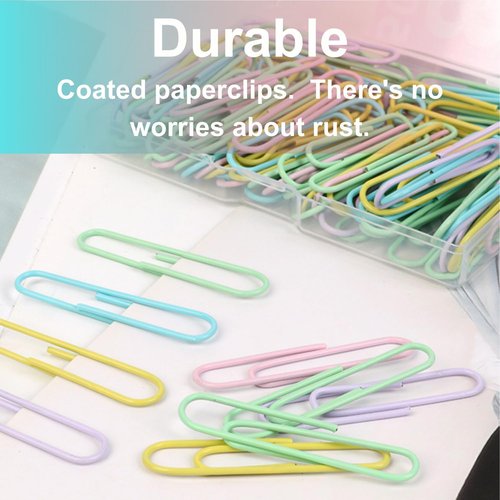 Macaron Large Colored Paper Clips - 2 Inch (50mm) | 160 Pack for Office & School Use