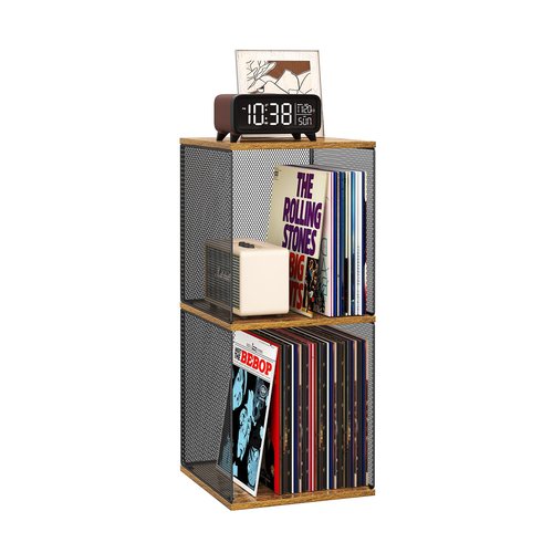 3 Tiers of Record Holder Shelf Vinyl Record Storage Furniture,DIY Stackable 80-110 Records Album Storage Box Cube Natural Wooden Organizer Crate Records Cabinet Record Vinyl Storage, Non-Detachable