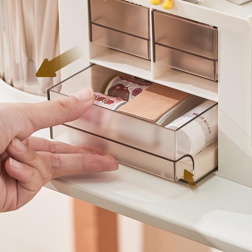 UFORU Dual Rotating Pen Holder and Drawer Organizer with 360° Smooth Rotation and Detachable Design Art Supplies Storage Box for Home, Office Classroom (Grey)