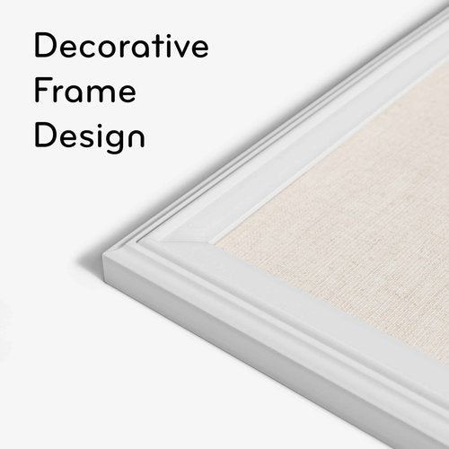 U Brands Farmhouse Linen Bulletin Boards, 30"x20" & 23"x17" White Wood Style Frames, Includes Push Pins