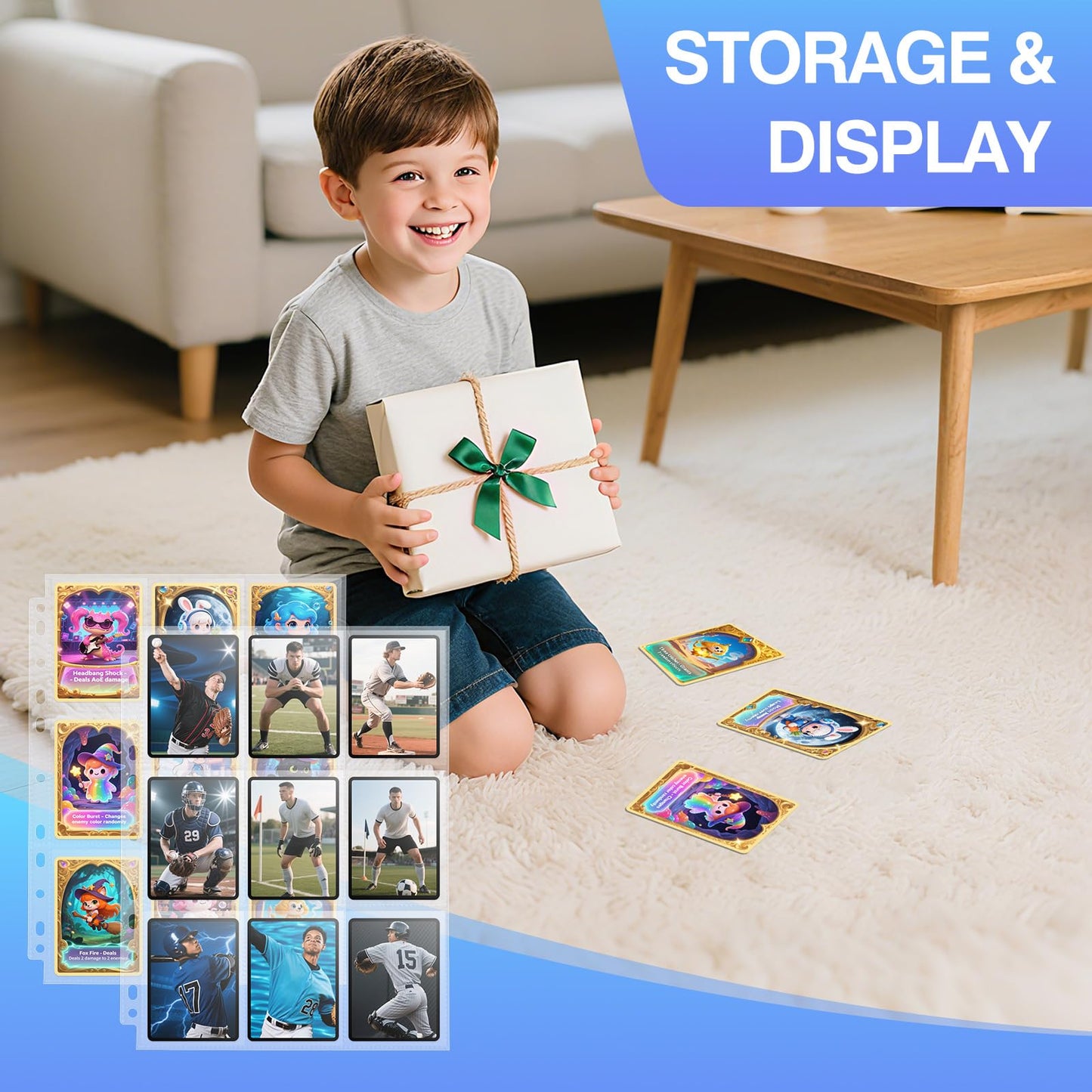 360 Pockets Binder Card Sleeves Double-Sided 9 Pocket Trading Card Pages for 3 Ring Binder, Clear Plastic Pages Sleeves for Sport Cards, Business Cards, Game Cards, Photos (20 Pack)