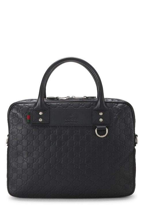 Gucci, Pre-Loved Black Guccissima Leather Briefcase, Black